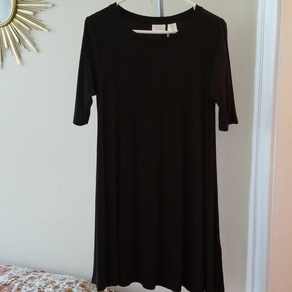 Sigrid Olsen Black Stretchy A-line Dress S - Picture 1 of 3